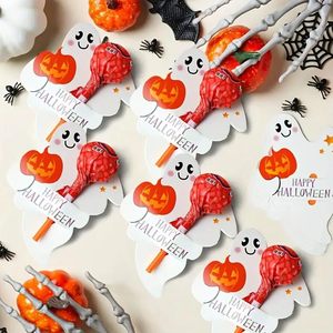 50 Uds nuevas etiquetas de papel para decoración de dulces de Halloween fantasma calabaza piruleta galleta titular tarjetas truco tratar etiqueta artesanal para fiesta - Product Image 2