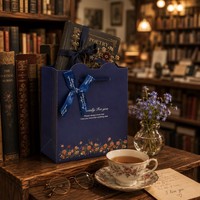 Bolsa de Regalo de Papel con Diseño de Puntos Azules, con Asa, para Cosméticos, Joyería, Compras, Regalos de Boda, Recuerdos, Impresión Personalizada