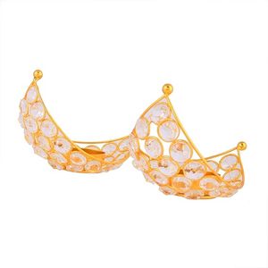 Bougeoirs décoratifs en métal doré avec design en cristal pour la décoration de la maison, l'éclairage festif et les cadeaux. - Product Image 5