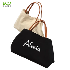 Bolsas de lona de algodón básicas de moda 2023, correa de PU, precio de fábrica al por mayor, cierre abierto para bolsas de cosméticos de maquillaje de viaje, estuches - Product Image 4