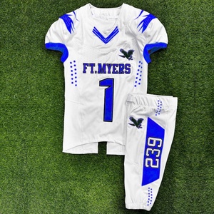 Ensembles d'uniformes de football américain en polyester pour jeunes et adultes avec logo personnalisé et couleur Respirant à séchage rapide sublimé pour hommes - Product Image 3