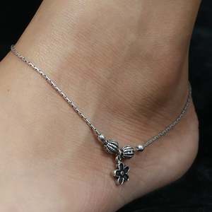 925 Silver <b>Anklet</b> with Nazakat Floral Design <b>Gold</b> Plated Cute Style for Party Christian Religious Jewelry Diamond Main Stone - Product Image 4