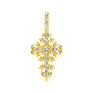 Modern Design Christmas Holiday Collection DEF Color VVS1 0.5 CTS and 8 Grams Iced Out Filigree Cross Moissanite Diamond Pendant