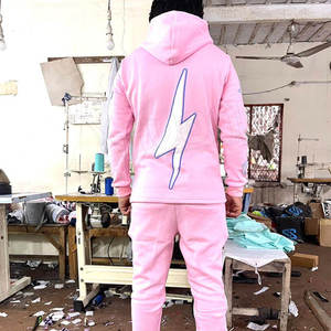 ชุดวอร์มผ้าฟลีซสำหรับผู้ชายและผู้หญิงมีฮู้ดแบบรูดซิปทรงสลิมฟิตพร้อมกางเกงวิ่งชุดกีฬาระบายอากาศชุดสองชิ้น - Product Image 2