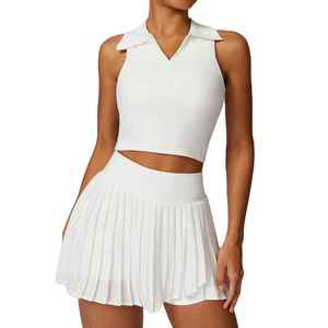 Ensemble de vêtements de sport pour dames Ensemble de jupes grande taille Ensemble de jupes respirantes Tee Top Jupes de tennis Sports 2 pièces Tenues de robe de tennis - Product Image 4