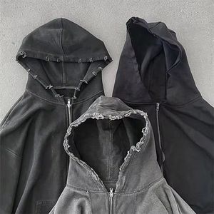 2025 personnalisé haute qualité coton lavé à l'acide sweat à capuche haute rue lavage vieux pull pierre lavé Vintage à capuche - Product Image 6