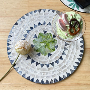 Mother of Pearl Wooden <b>Table</b> Charger Exquisite Natural Shell Inlay for Elegant Events, Hotels & Home <b>Table</b> Styling Luxury Dining - Product Image 4