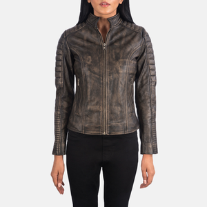 Chaqueta de cuero de motorista de invierno sólido de estilo Vintage para mujer de nuevo diseño 2025 transpirable cómoda con cierre de cremallera - Product Image 2