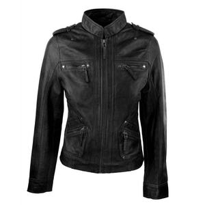 New Streetwear Style Long Sleeve Solid <b>Women</b> Leather <b>Jacket</b> Comfortable Fitness <b>Lightweight</b> <b>Women</b> Leather <b>Jacket</b> Best Selling - Product Image 4
