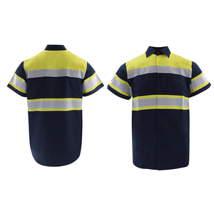 Vente en gros de polos personnalisés Vêtements de sécurité à manches courtes Col contrasté Bandes réfléchissantes haute visibilité Patchwork T-shirts pour hommes - Product Image 6