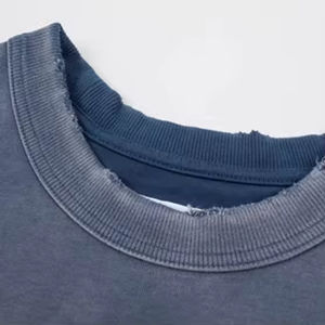 T-shirt surdimensionné lourd | T-shirt vieilli lavé à l'acide | Streetwear à col côtelé | Chemise personnalisée pour hommes de haute qualité - Product Image 5