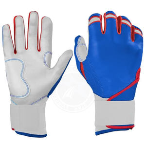 Gants de frappe de baseball pour adultes, à manchette longue, en cuir, ambidextres, fermeture velcro, personnalisables, pour l'entraînement au softball - Product Image 2