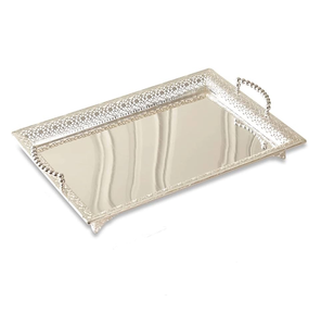 Plateau de service en acier inoxydable Table de maison de mariage Plateau de service alimentaire Design royal Plateau de cuisine en métal pour la maison - Product Image 5