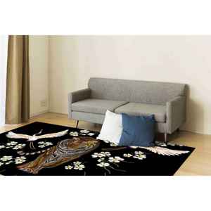 Alfombra Estampada con Tigres y Grúas Japonesas, Diseño Floral y Animal de Moda, Alfombra de Chenilla - Product Image 4