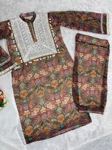 Nuevo diseñador Party Wear Top de satén con impresión digital Dupatta - Product Image 5