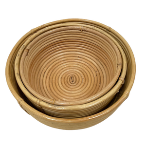 Ensemble de 3 paniers de rangement ronds en rotin tressé à la main, brun naturel, bols gigognes en osier pour la décoration et l'organisation de la maison, fabriqués au Vietnam - Product Image 1