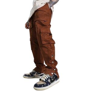 Pantalones Cargo para Hombre, 6 Bolsillos, Cintura Elástica, Cierre Inferior con Cremallera, Algodón, Deportivos, Casuales, para Exteriores - Product Image 1