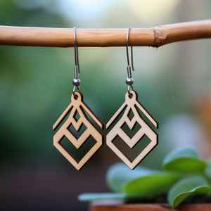 Boucles d'oreilles vintage en bois africain sculpté pour femme, style romantique, motif feuille ajourée, crochet, couleur et taille personnalisables, anniversaire - Product Image 4