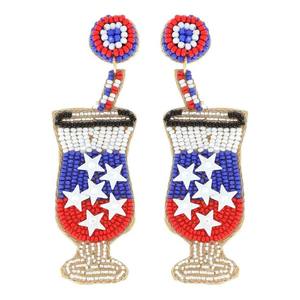 ต่างหูแบบปักลายธงชาติอเมริกันประดับด้วยลูกปัดต่างหูแบบ USA 4th สำหรับผู้หญิงต่างหูปักลูกปัดของขวัญแฟชั่นสำหรับเด็กผู้หญิง - Product Image 2