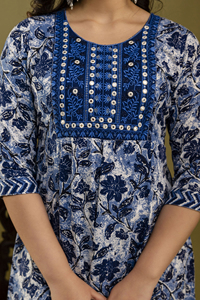 Pantalon Anarkali Kurti en coton imprimé avec Beats et Mulmul Dupatta Summer Wear Long Size Anarkali Kurti With Pant and Dupatta for - Product Image 6