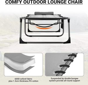 Heavy-Duty Adjustable Reclining Oversize <b>Padded</b> Folding Chaise Lounge Chair Outdoor Patio Beach Lawn Sunbathing Tanning Pool - Product Image 6