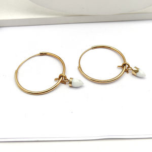 Pendientes de punta de ágata blanca hechos a mano, aro de plata de ley 4,93 de 925 GM, colgante de piedras preciosas chapadas en oro de 18 quilates, Ágata blanca Natural Huggies - Product Image 6