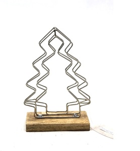 Arbre décoratif de noël en fer/bois X mas avec base RECT pour la décoration de table personnalisé fait à la main en vrac - Product Image 6