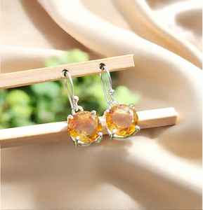 Pendientes de Citrino en Plata de Ley 925, Diseño Artesanal, Joyería con Piedra de Nacimiento de Noviembre, Regalo para Mujer, Aniversario - Product Image 2