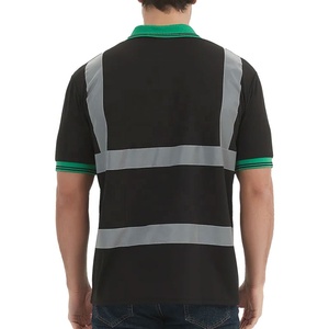 Polo de alta visibilidad Seguridad con cuello de contraste transpirable Tiras reflectantes Diseño de logotipo personalizado Camisetas de retales para hombres - Product Image 2