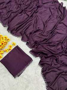 ชุดส่าหรีสำหรับงานปาร์ตี้ส่าหรีสีม่วงสุดพิเศษใหม่ล่าสุดดูสวยงามทันสมัย - Product Image 3