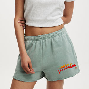 Short de sport personnalisable pour femmes de haute qualité couleur unie longueur courte avec poches latérales respirant coupe ample dames courtes - Product Image 6