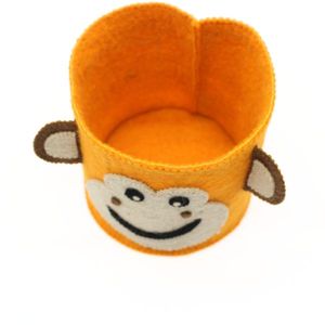 Panier d'organisateur en feutre orange brûlé fait à la main panier rond décoratif lumineux en feutre pour la décoration intérieure - Product Image 4