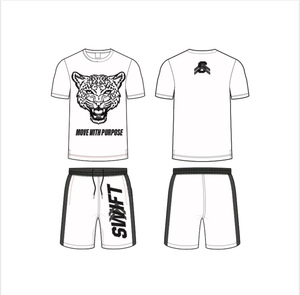 Summer 100% Cotton Heavyweight 300g Plain Tshirt Shorts Set High Quality 2-Pieces Custom Sports Shorts Plus Size Eco-Friendly - Product Image 5