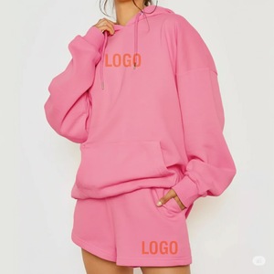 Ropa de otoño para mujer 2025, Sudadera con capucha y logotipo personalizado, conjunto corto de dos piezas, ropa deportiva, conjunto de Sudadera con capucha y pantalones cortos de 2 piezas para mujer - Product Image 1