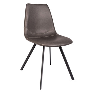 Aster Modern <b>Dining</b> <b>Chair</b> with Leather Upholstery and Metal Legs - Product Image 1
