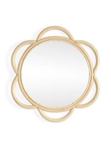 Round <b>rattan</b> wall <b>mirror</b> perfect for minimalist apartments Scandinavian homes and stylish modern artistic wall decorations - Product Image 2