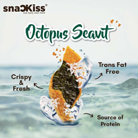 Boîte de snacks aux légumes épicés et au poulpe, texture croustillante, snacks aux fruits de mer