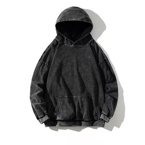 Sudaderas con capucha de lavado ácido para hombre 2024 Casual al por mayor de secado rápido transpirable de gran tamaño sudaderas con capucha de lavado ácido para adultos con mangas largas OEM - Product Image 1
