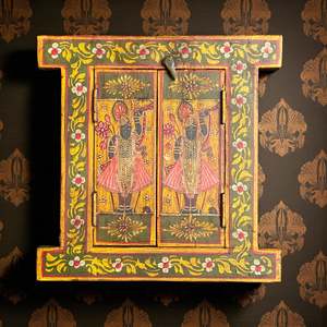 Hand Painted Wooden Window with <b>Plant</b> Pattern - Product Image 2