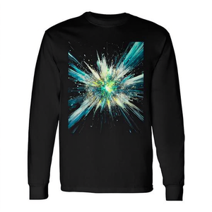 T-shirt a maniche lunghe con stampa astratta di esplosione spaziale, scoppio cosmico vibrante, supernova - Product Image 2