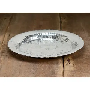 Plateau de luxe à bordure dorée pour bougies et arrangements floraux, plateau en métal fait à la main avec des bordures décoratives plaquées, Zahid Exports, sûr - Product Image 1