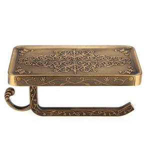 Vintage-Inspired Brass <b>Tissue</b> Holder Premium Metal Finish with Decorative Detailing for Traditional Styled Homes - Product Image 1