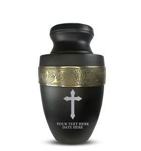 Urne de crémation humaine personnalisée pour les cendres adultes hommes femmes urne en aluminium avec nom Date Design noir avec jante argentée taille personnalisée - Product Image 2