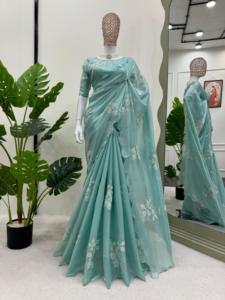 Vêtements de fête Saree Vêtements indiens pakistanais exclusifs pour les mariages de style traditionnel Dernier chemisier à la mode Super Hit - Product Image 3