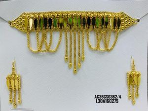 ชุดเครื่องประดับสุดฮิตพร้อมต่างหูชุบทองอาหรับสายโซ่เครื่องประดับสไตล์คลาสสิกทำจากทองเหลืองสำหรับผู้หญิง - Product Image 1