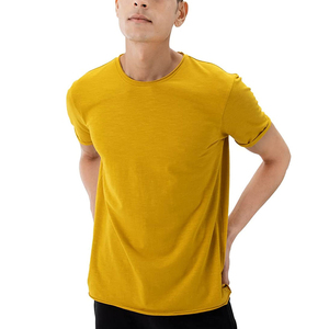 <b>Yellow</b> Custom Logo <b>T</b> <b>Shirts</b> For Men Knitted Slim-Fit Workout Clothing With New Design Short Sleeve OEM - Product Image 5