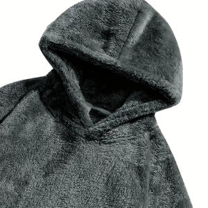 Sudadera con capucha de piel de alta calidad para hombre, jersey de manga larga de color gris, ropa informal, sudaderas con capucha, sudadera con bolsillos de canguro - Product Image 4