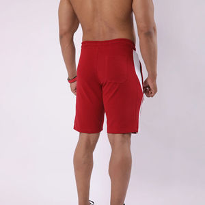 Pantalones cortos de entrenamiento de poliéster rojo de calidad superior con patrón de decoración entrenamiento gimnasio deportes Fitness pantalones cortos cómodos para hombres - Product Image 4