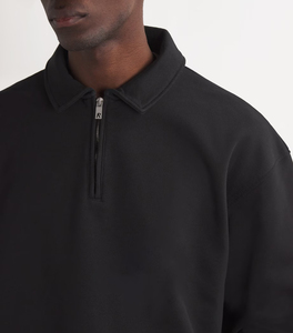 Sweat-shirt à capuche unisexe à col zippé et manches longues avec col montant et intérieur en polaire douce - Product Image 6