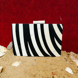 Luxury Resin and Wooden Inlay Clutch <b>Bag</b> for Women Handmade Zebra Stripe Pattern Evening <b>Party</b> Wedding Designer Handbag - Product Image 4